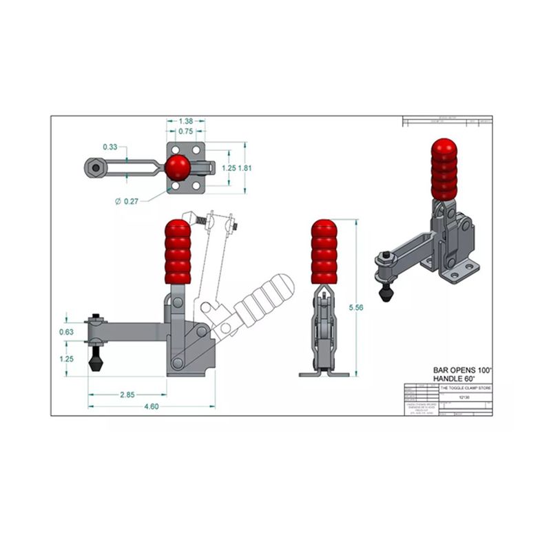 GENERICO - Pack 6 Clamp Presión Vertical Gh-12130 227kg Tirador Rápido