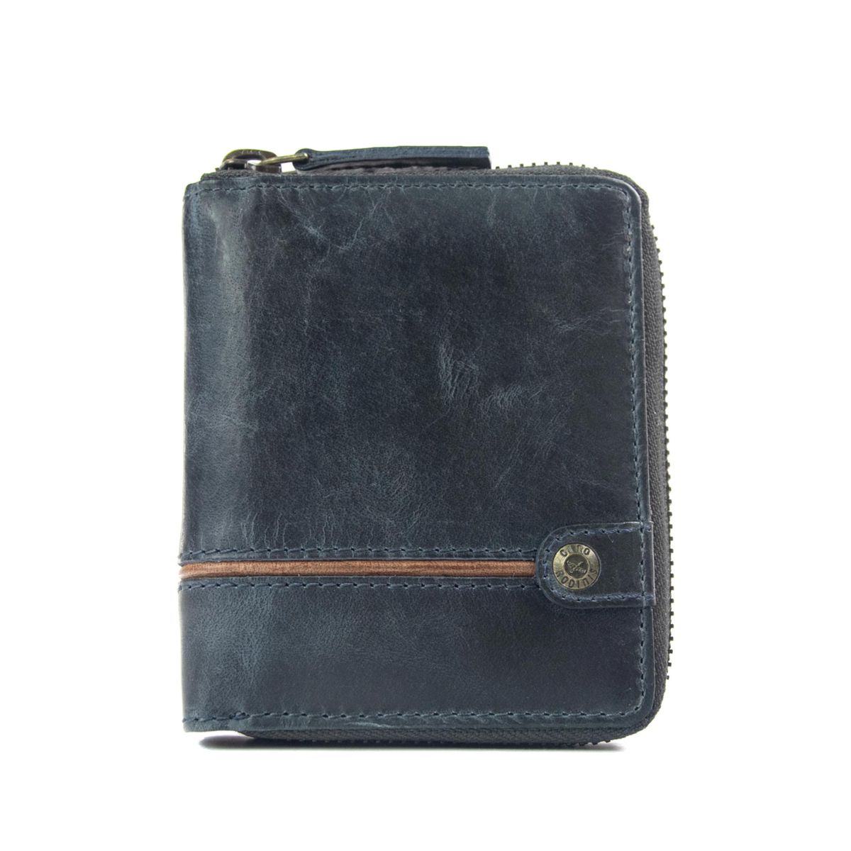 GINO RODINIS - Billetera Texas 1.160 Azul Oscuro/Marrón