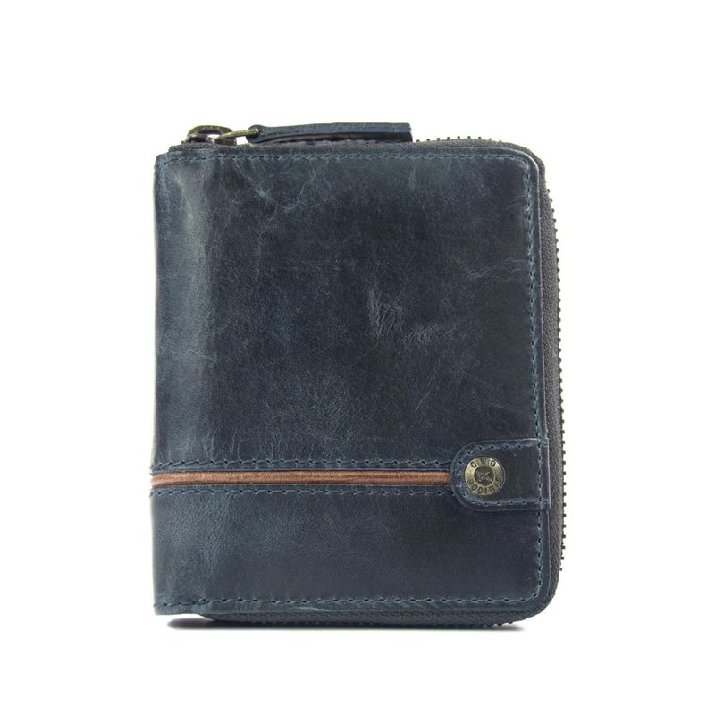 GINO RODINIS - Billetera Texas 1.160 Azul Oscuro/Marrón