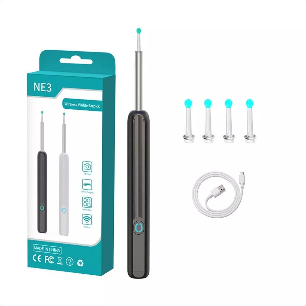 GENERICO - Limpiador De Oídos Cámara Wifi Hd Gran Angular Otoscopio