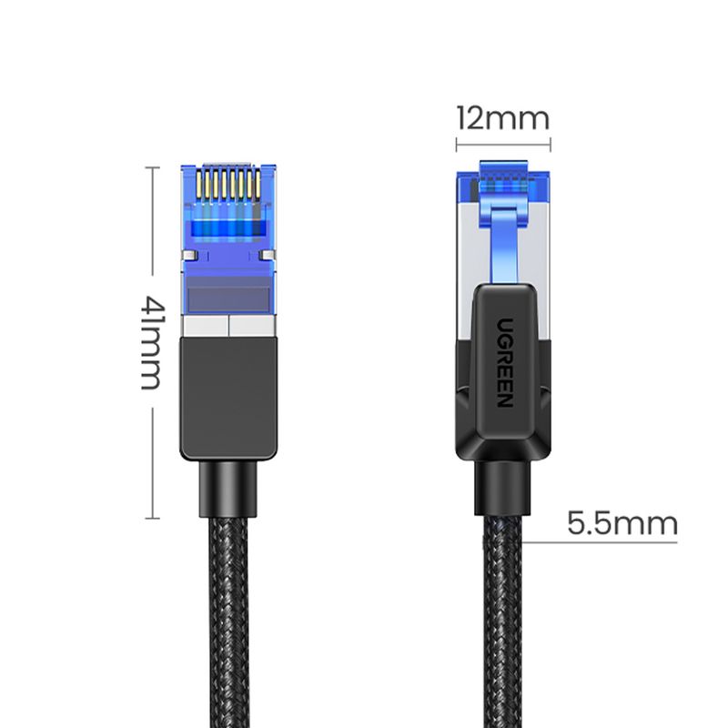 UGREEN - Cable de Red CAT8 F/FTP de 1 Metro (40Gbps) Trenzado Negro