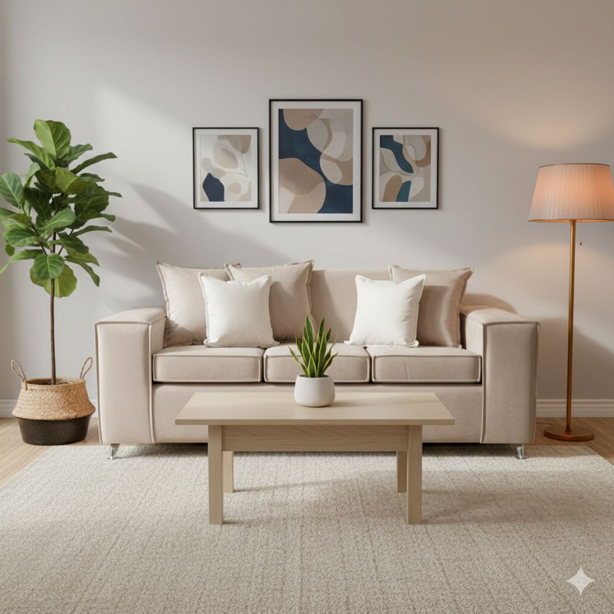 RUZAM MOBEL - SOFA ROSES 3 CUERPOS  BEIGE FELPA