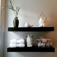 Par De Repisas Flotantes Rectas Gruesas 50cm Negra