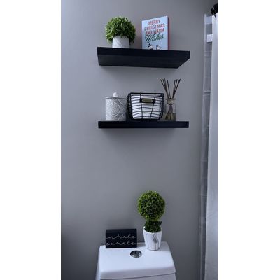 Imagen 2 del producto Par De Repisas Flotantes Rectas Gruesas 50cm Negra