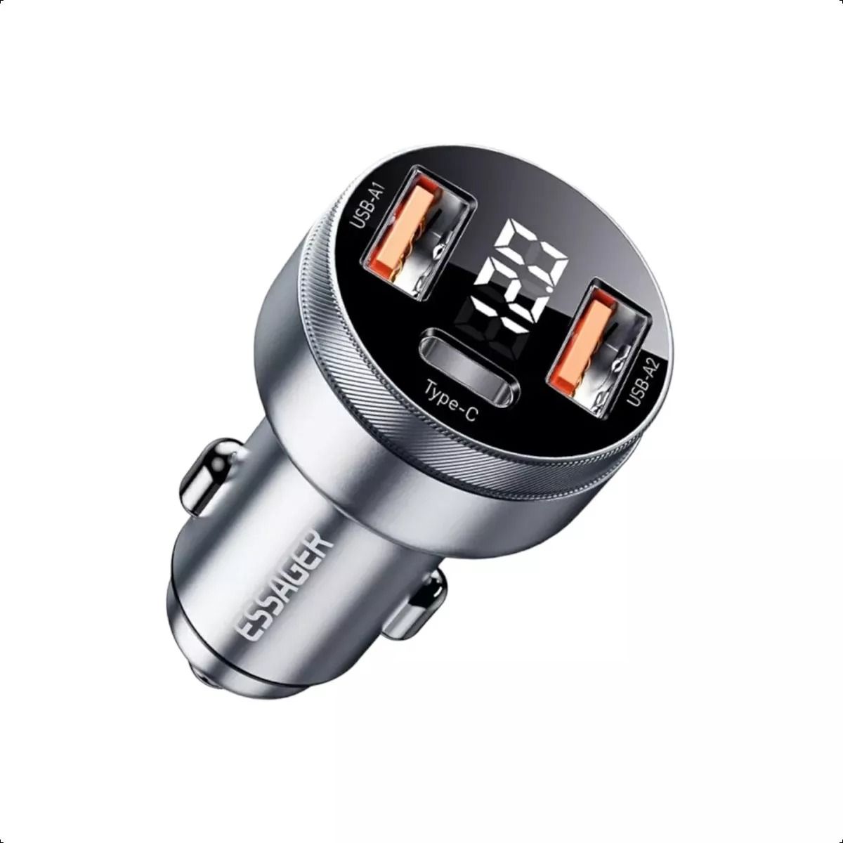 GENERICO - Cargador Rapido De Auto 80w  1x Usb C + 2x Usb A Essager