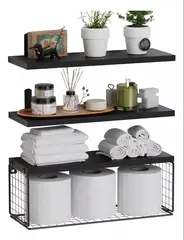 U BUY - Repisas Flotantes De Madera Modernas X3 Con Reja 100% Pino