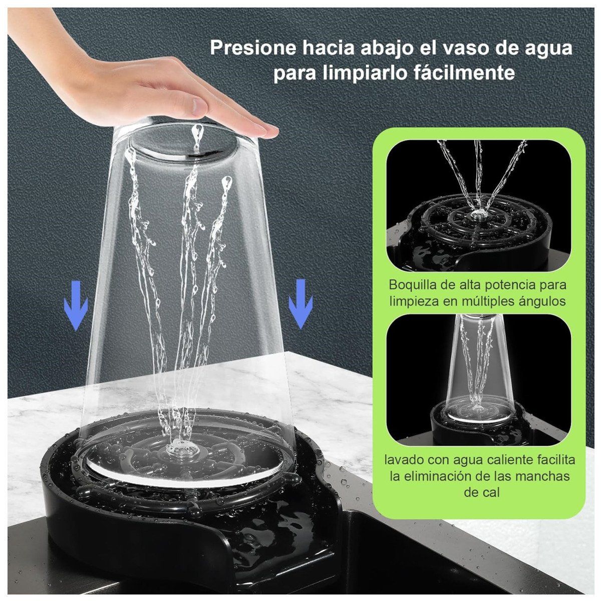 KUANGYE - Lavaplatos Empotrado con Accesorios y Lavavasos Acero Inox 80x45x21cm