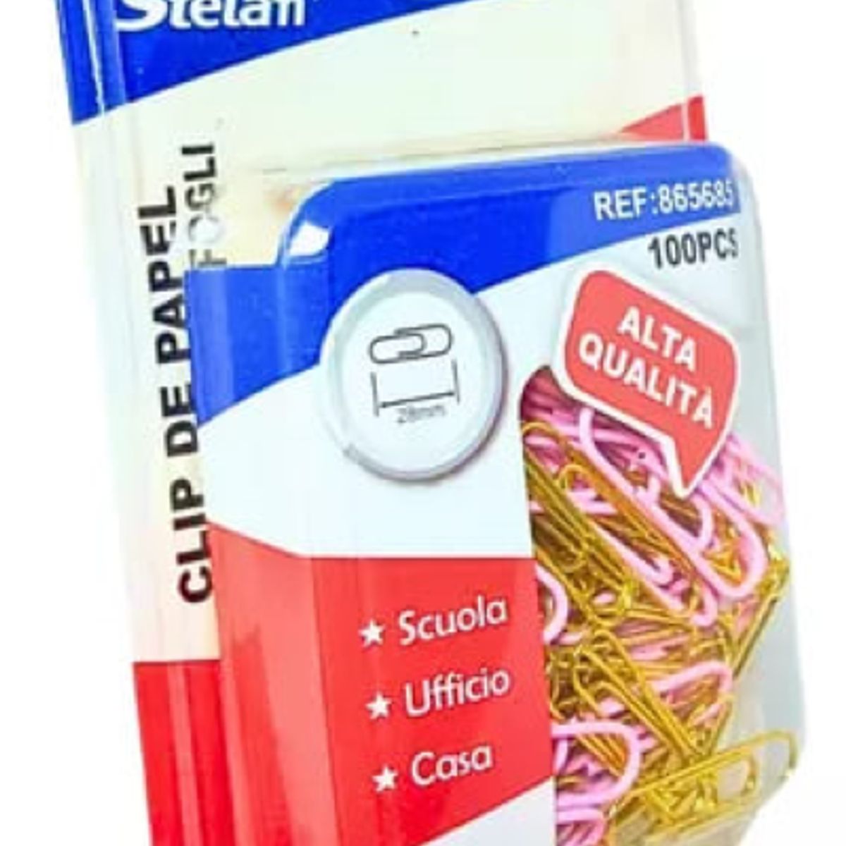 GENERICO - Clip De Papel Rosado Con Dorado 28 mm X 100 Unidades