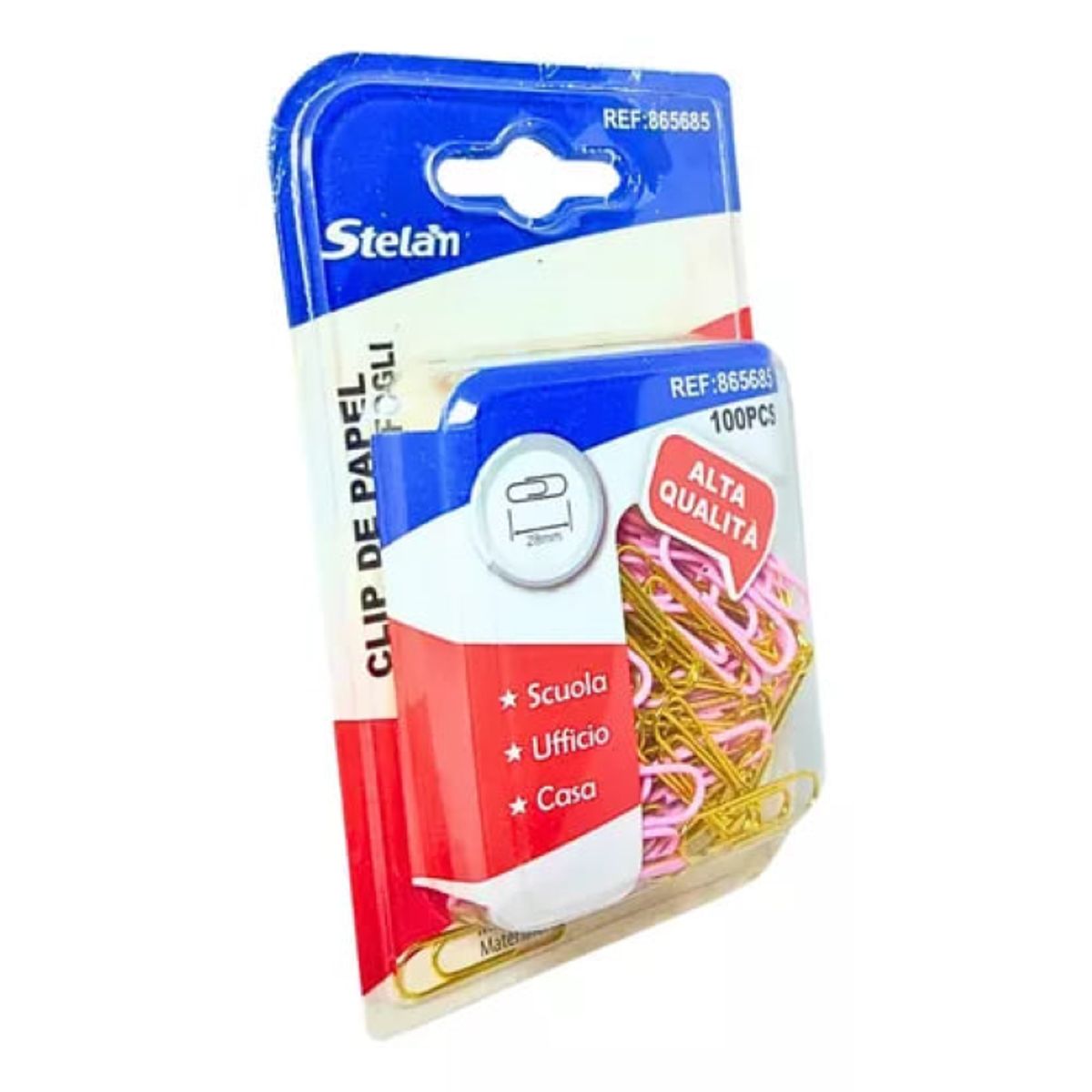 GENERICO - Clip De Papel Rosado Con Dorado 28 mm X 100 Unidades