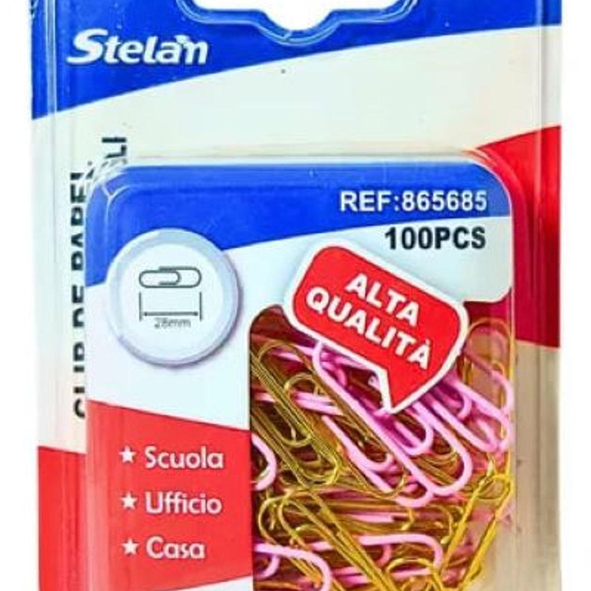 GENERICO - Clip De Papel Rosado Con Dorado 28 mm X 100 Unidades