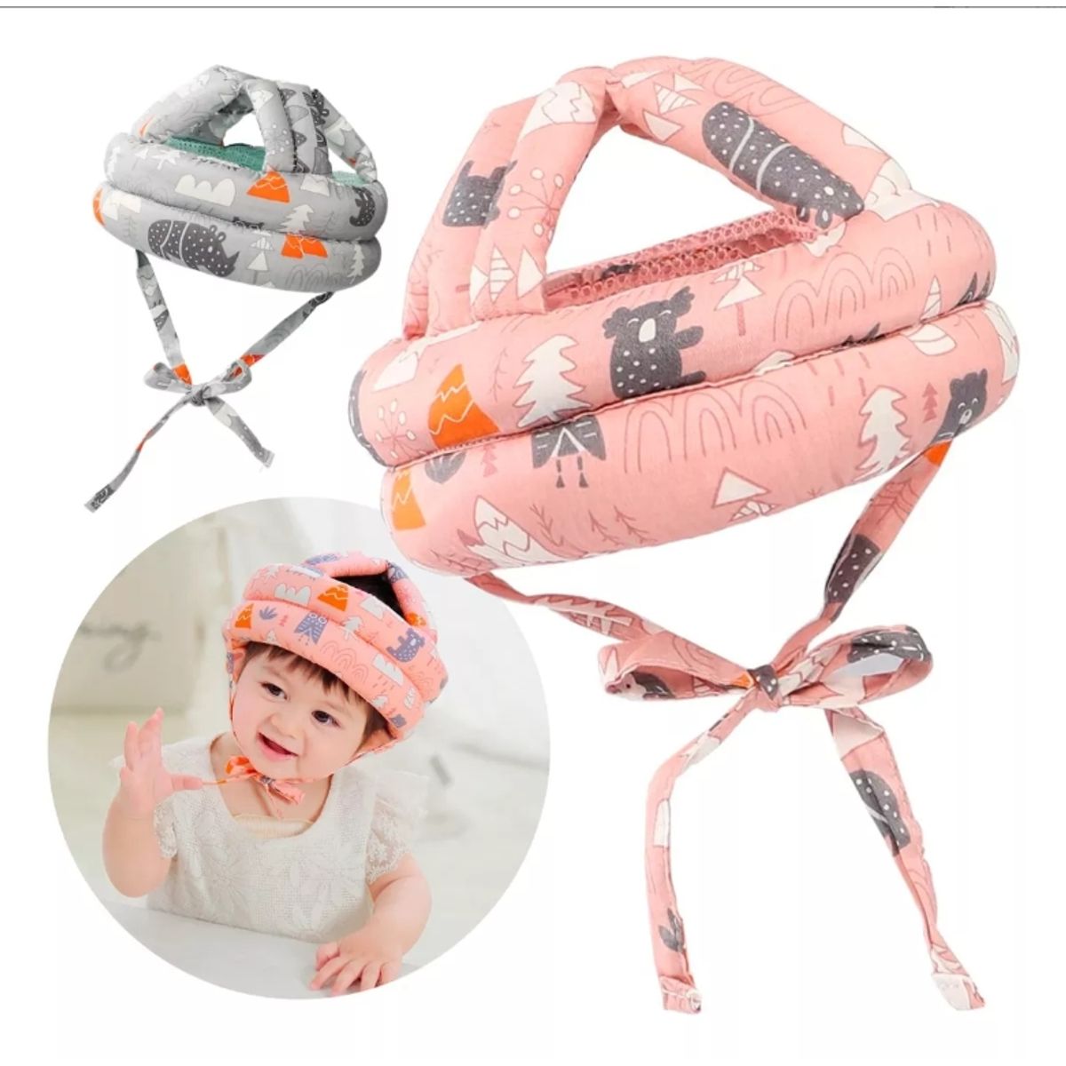 U BUY - Casco Gorro Protector Cabeza Acolchado Anti Golpes Para Bebé ROSADO