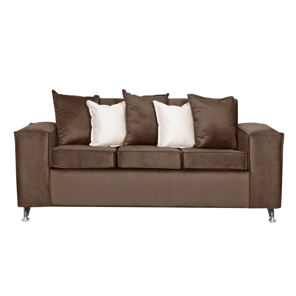 RUZAM MOBEL - SOFA ROSES 3 CUERPOS CAFE FELPA
