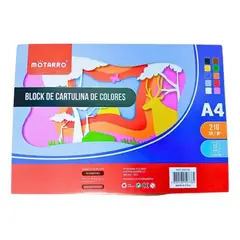 MOTARRO - Block De Cartulina De Colores A4 210 g X 10 Hojas