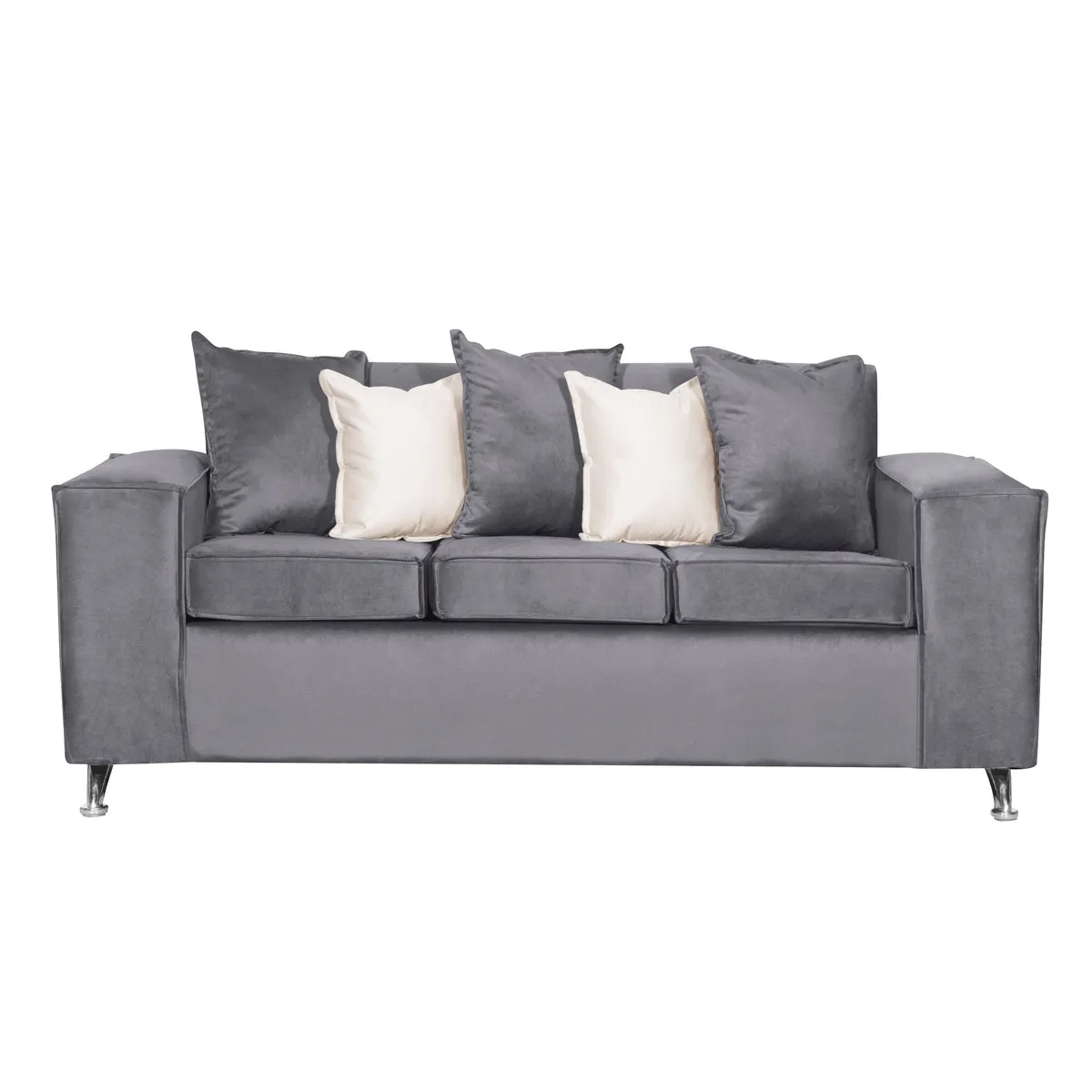 RUZAM MOBEL - SOFA ROSES 3 CUERPOS GRIS FELPA