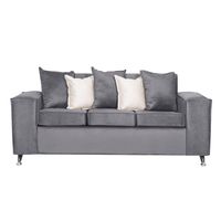 SOFA ROSES 3 CUERPOS GRIS FELPA