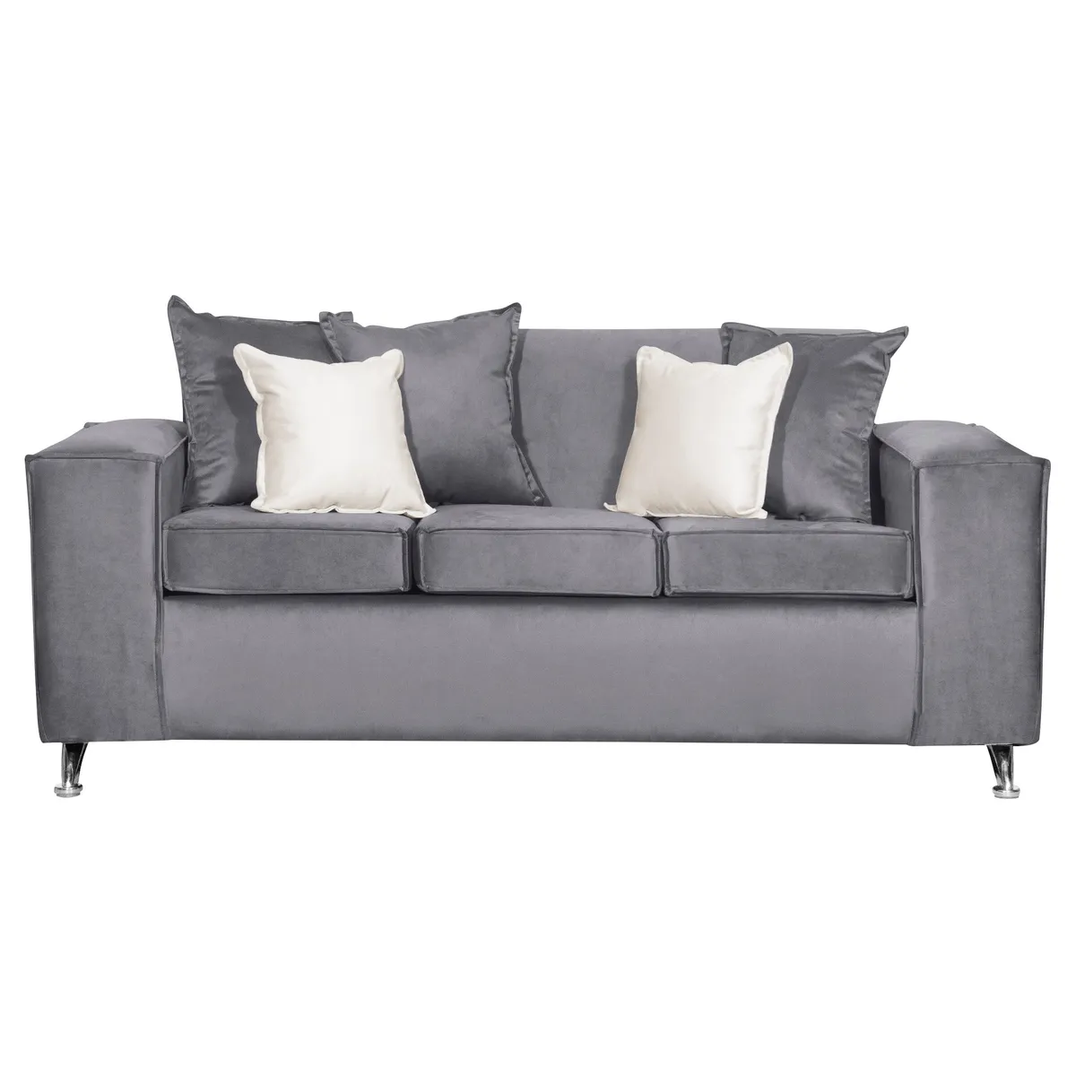 RUZAM MOBEL - SOFA ROSES 3 CUERPOS GRIS FELPA
