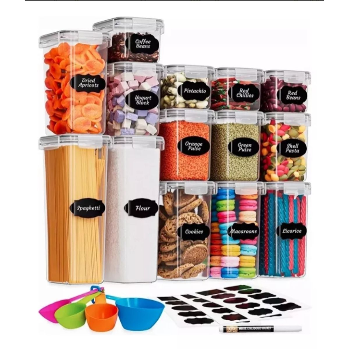 U BUY - 14 Envases Herméticos Tupper Recipientes Medidores Alimentos