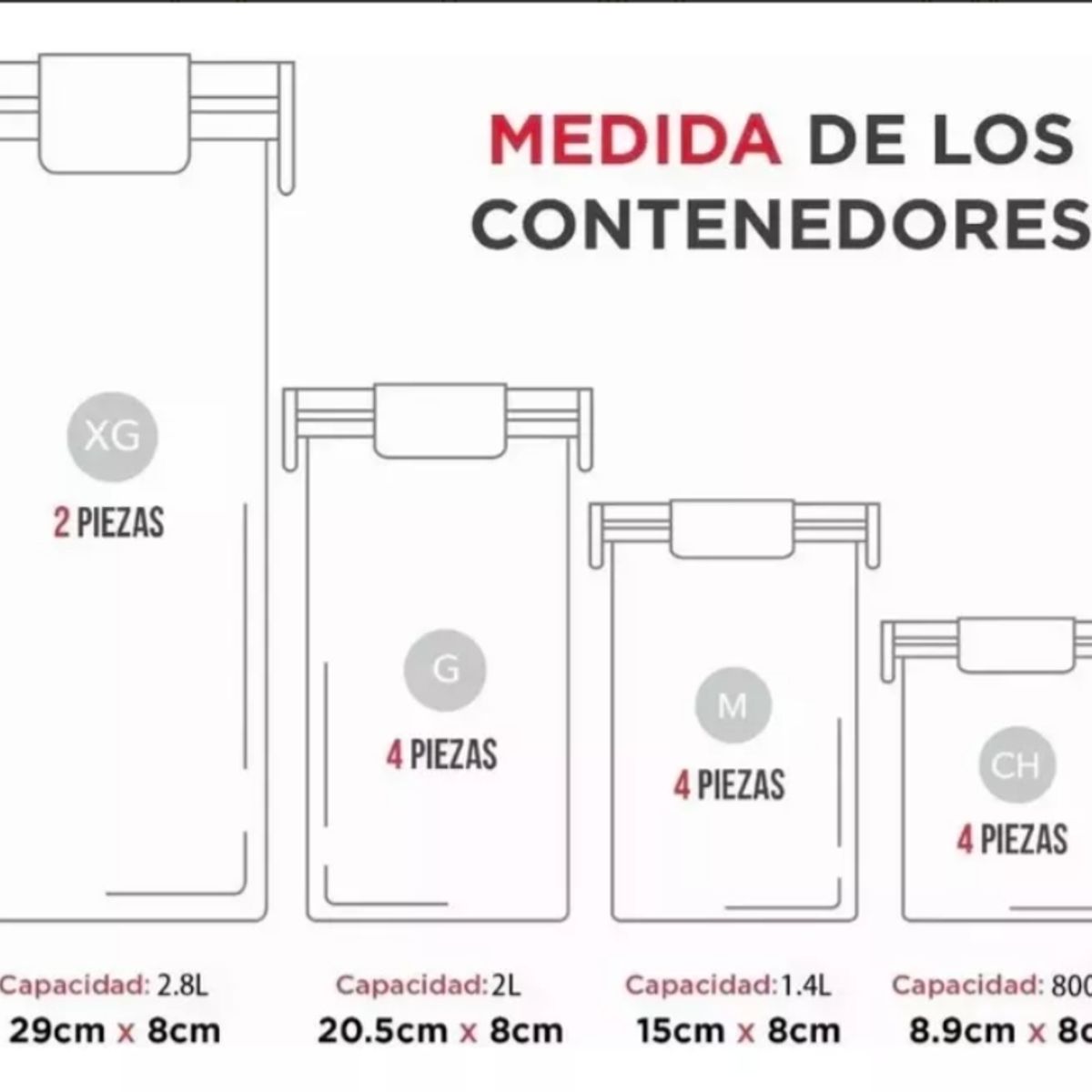U BUY - 14 Envases Herméticos Tupper Recipientes Medidores Alimentos