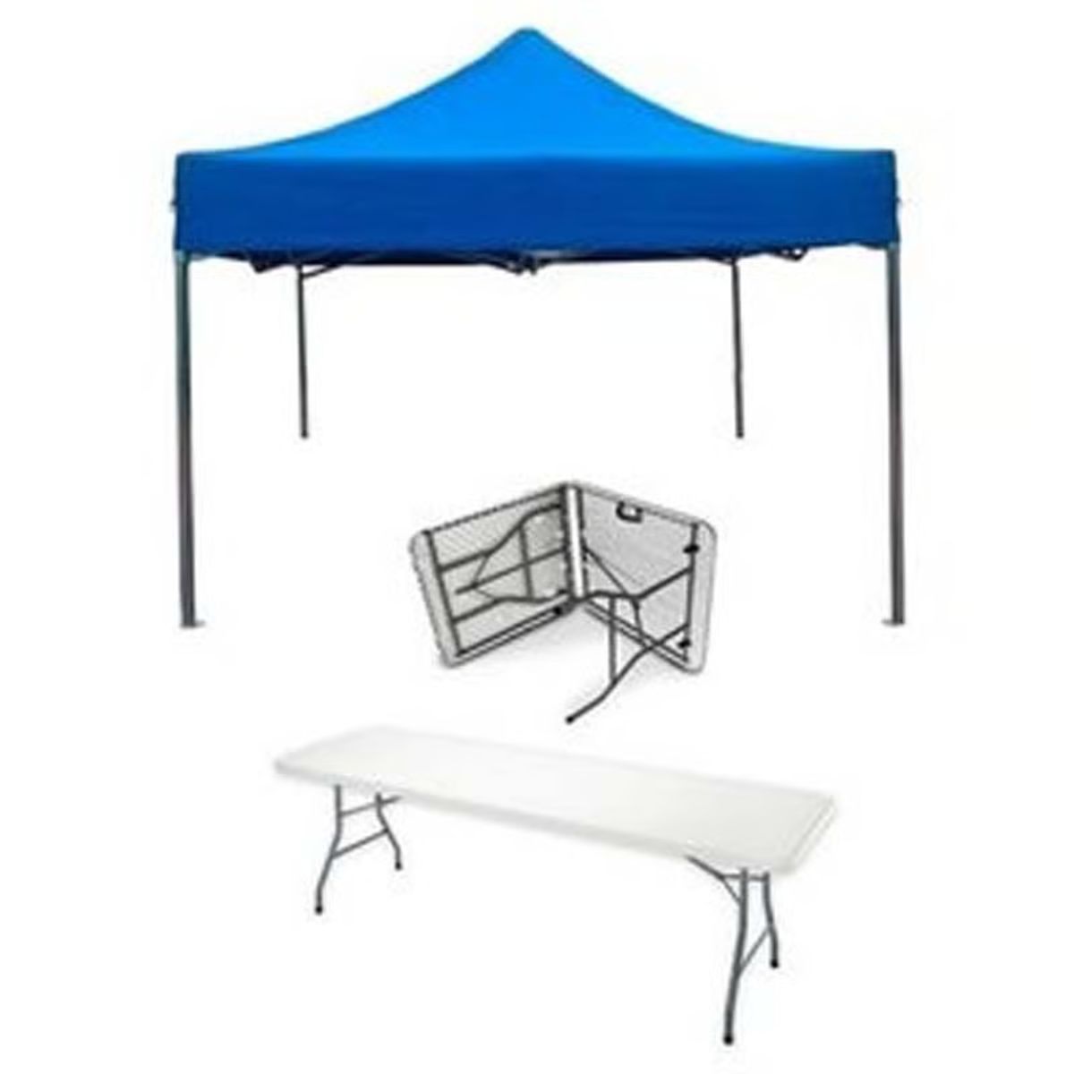 U BUY - Pack Toldo 3x3 Metros Azul + Mesa Plegable Blanca 180 cm