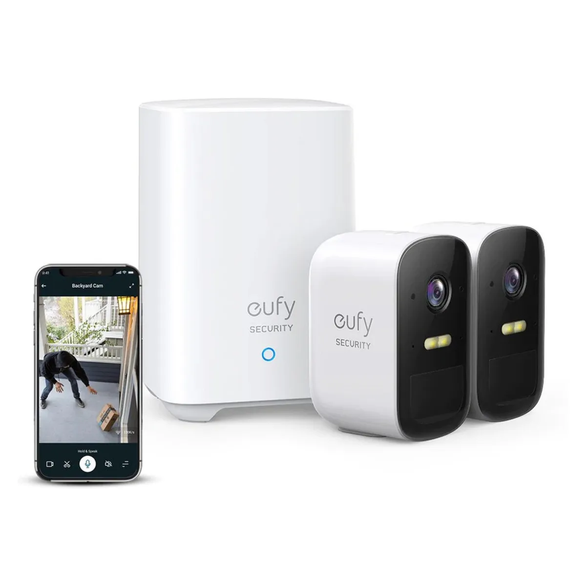 EUFY - Cámara Seguridad Eufy Kit 2 Cámaras + Hub
