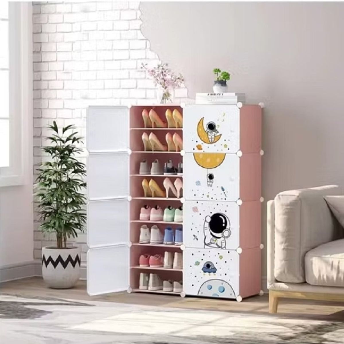 U BUY - Gabinete De Zapatos Impreso De 2 Columnas Y 8 Capas