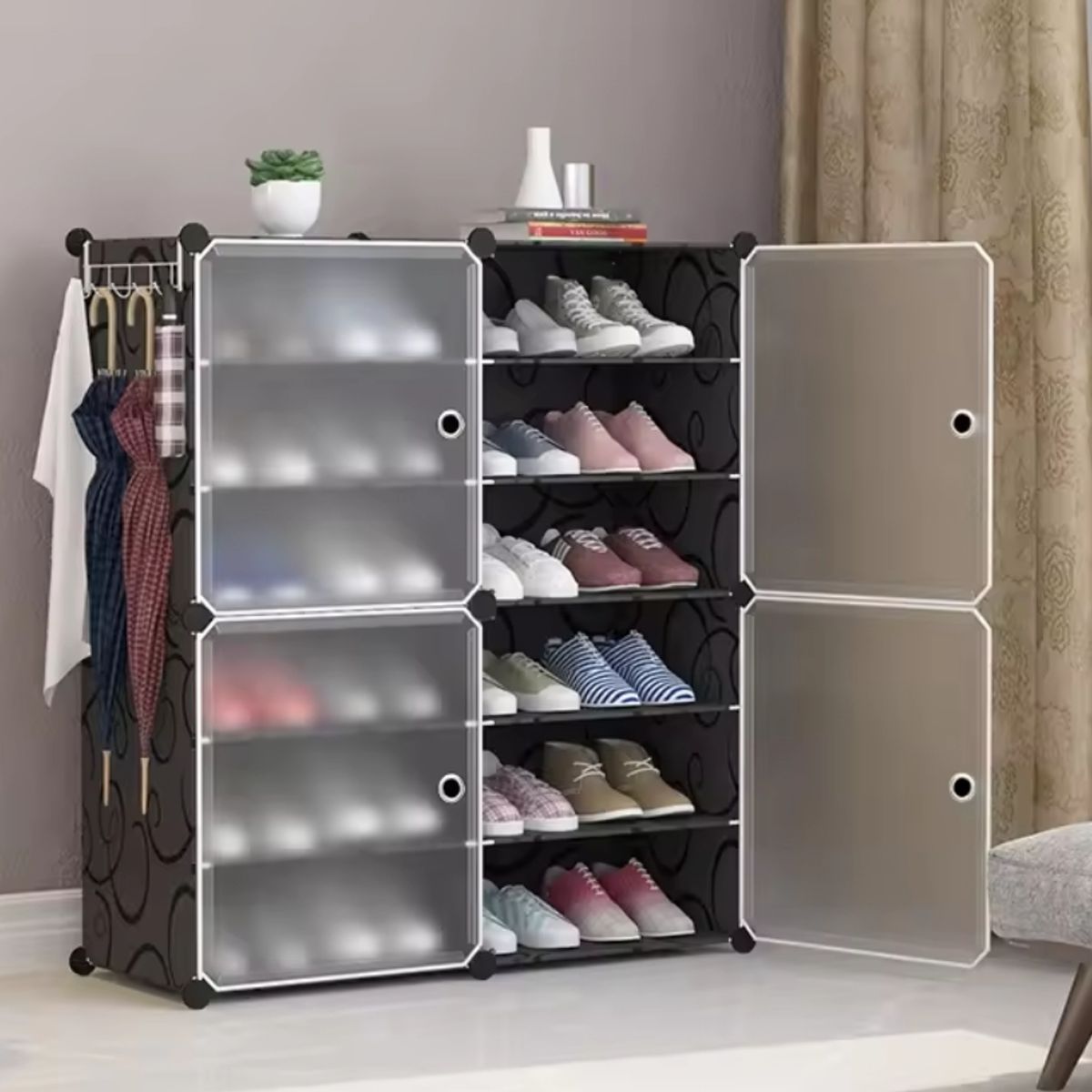 U BUY - Zapatero 2 Columnas 6 Capas 4 Puertas