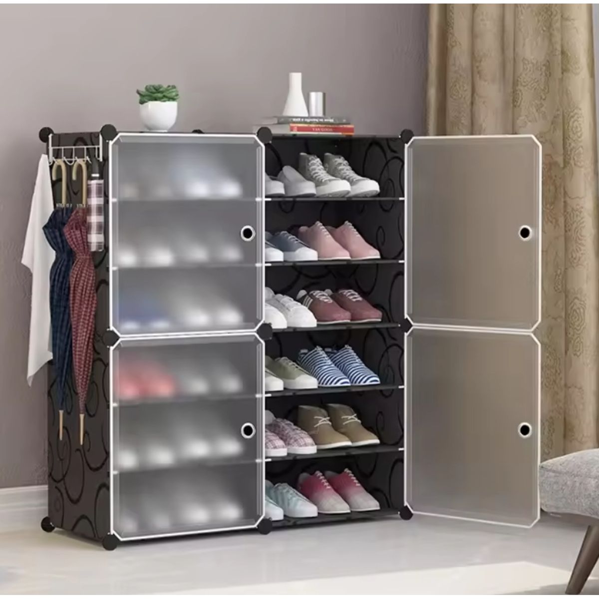 U BUY - Zapatero 2 Columnas 6 Capas 4 Puertas