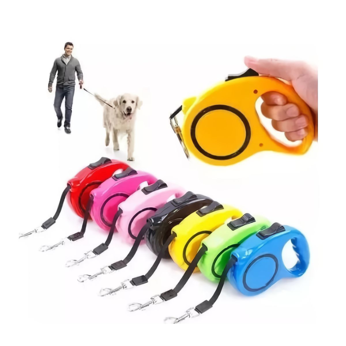 GENERICO - CORREA  5 METROS RETRÁCTIL PARA MASCOTAS - ROJO