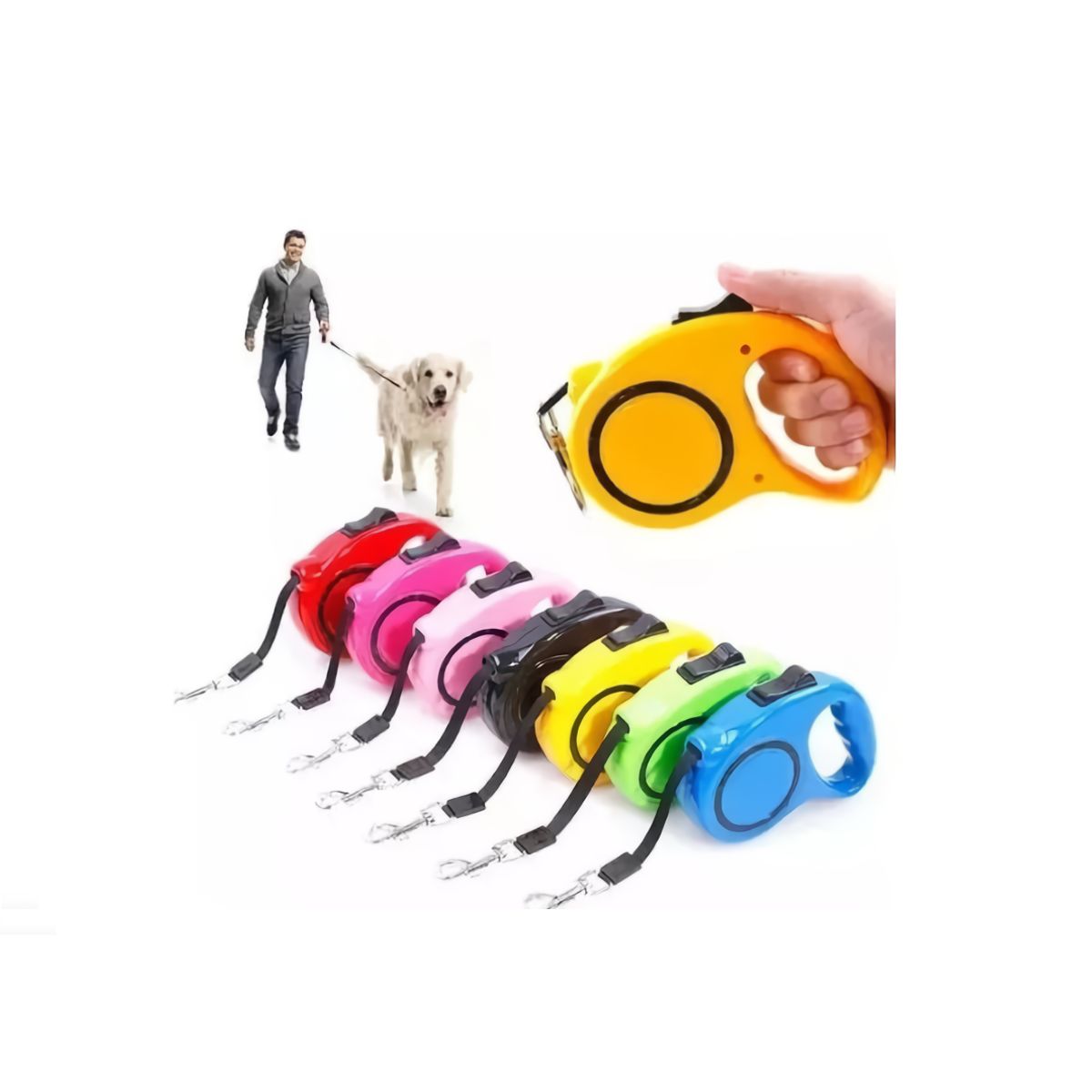 GENERICO - CORREA  5 METROS RETRÁCTIL PARA MASCOTAS - ROJO