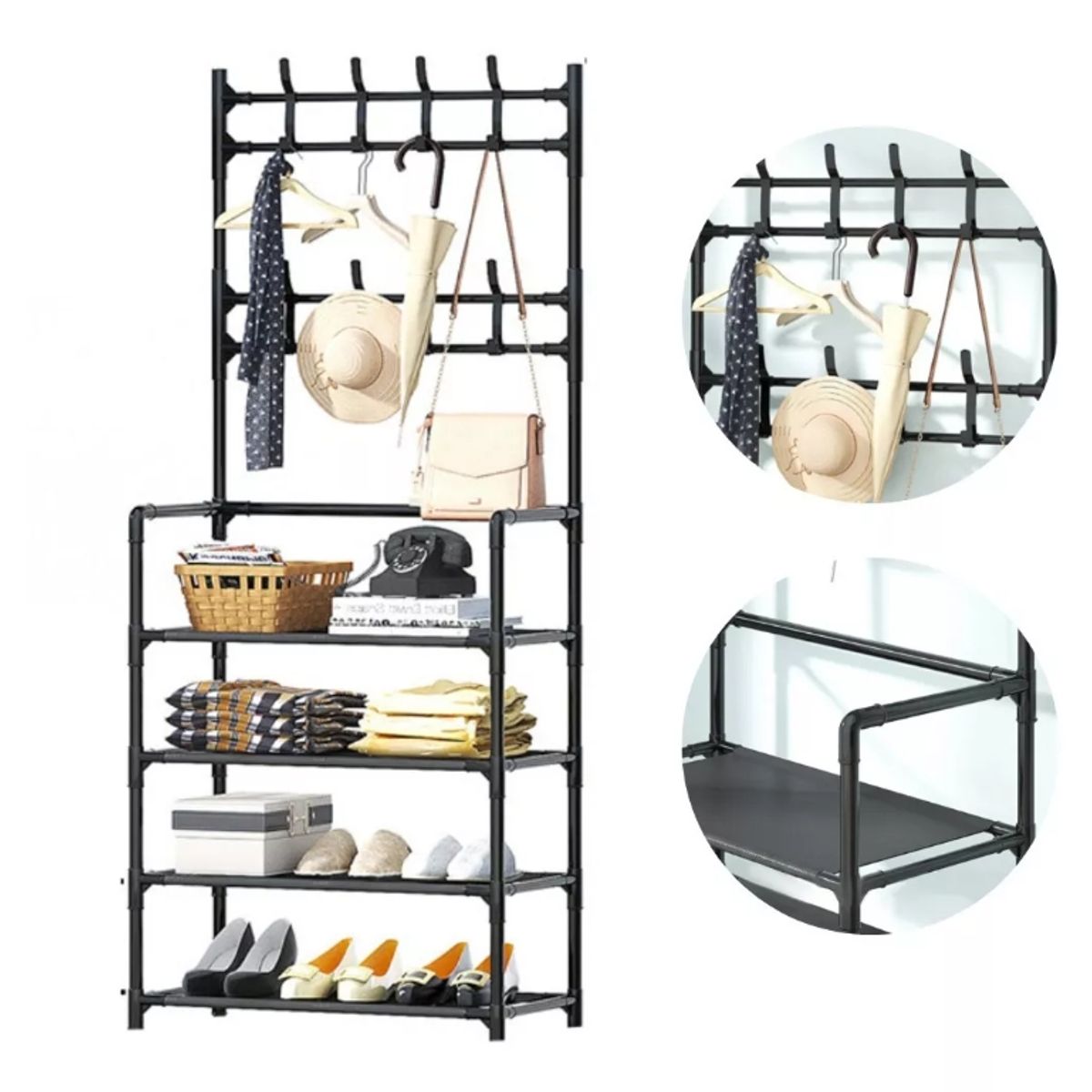 U BUY - Rack Organizador Zapatero Perchero Ropa Colgador 4 Niveles