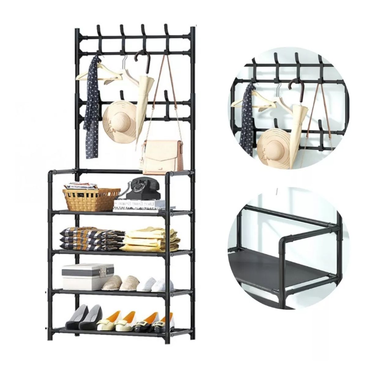 U BUY - Rack Organizador Zapatero Perchero Ropa Colgador 4 Niveles