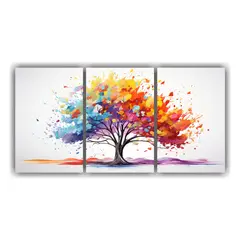 GENERICO - Cuadros Horizontales Combinación Árbol Abedul En Colores D 240x120cm