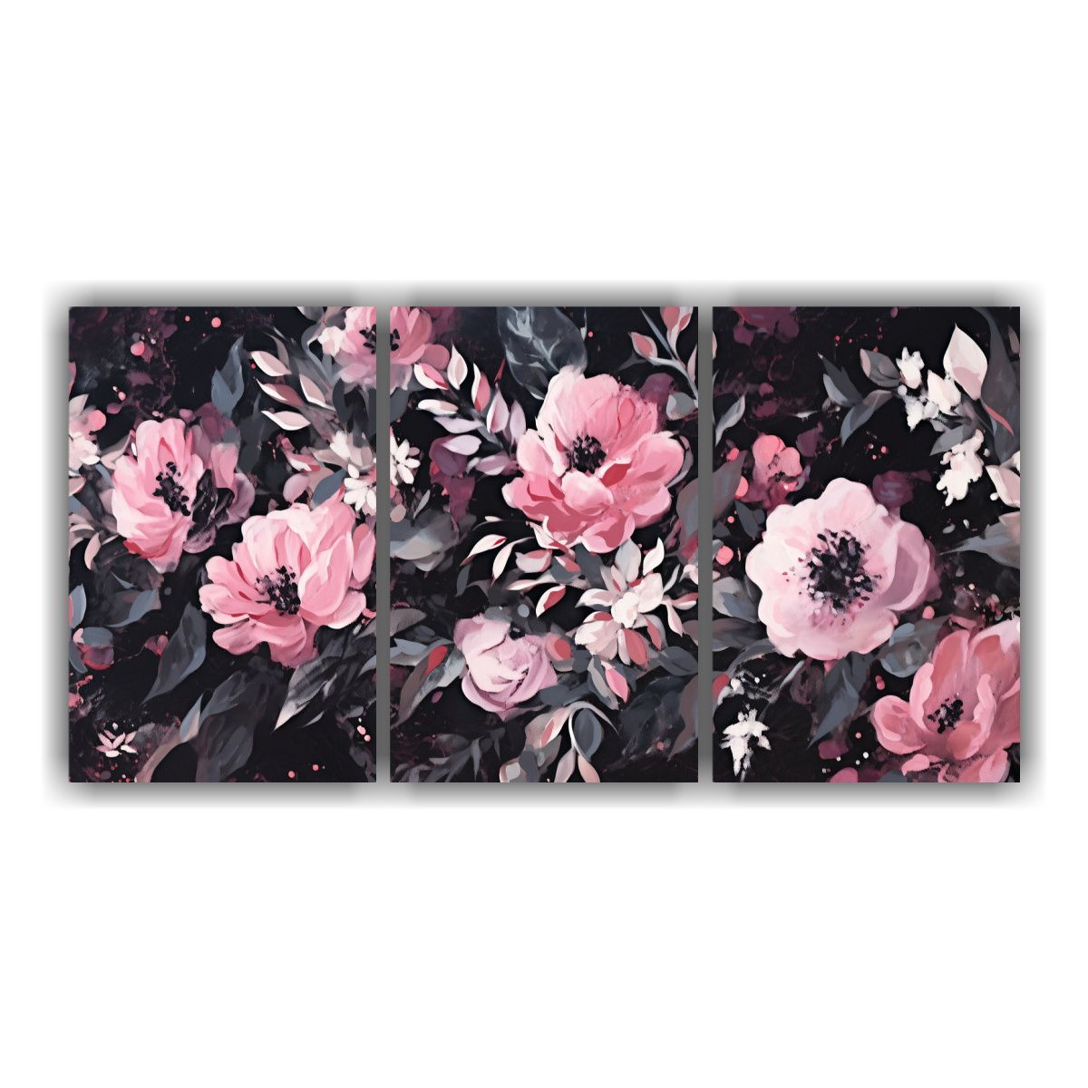 GENERICO - Conjunto 3 Composiciones Abstracción Linda A Negro Y Rosado 240x120cm