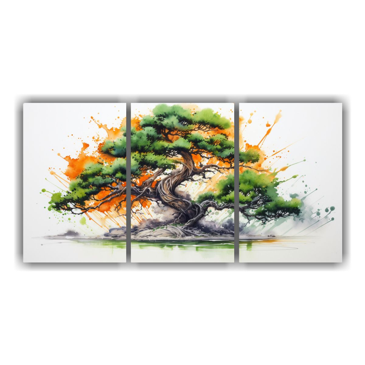 GENERICO - Pintura Abstracta Set 3 Canvas Creativa Impactante Bonsai Tr 240x120cm