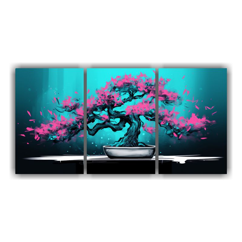 GENERICO - Pintura Decorativa De Tres Artes: Bougainvillea Bonsái En T 240x120cm