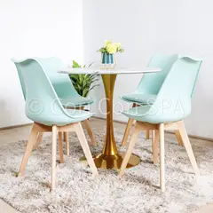 CORI CORI - Comedor Mesa Tulip Gold 80 cms + 4 Sillas Tulip menta