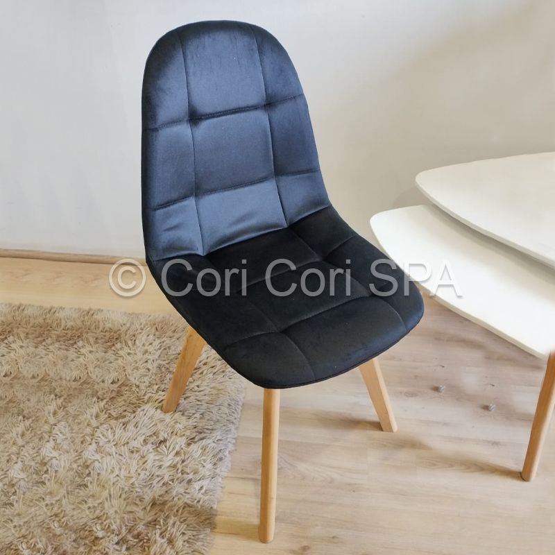 CORI CORI - Silla Capitonne Velvet Negro