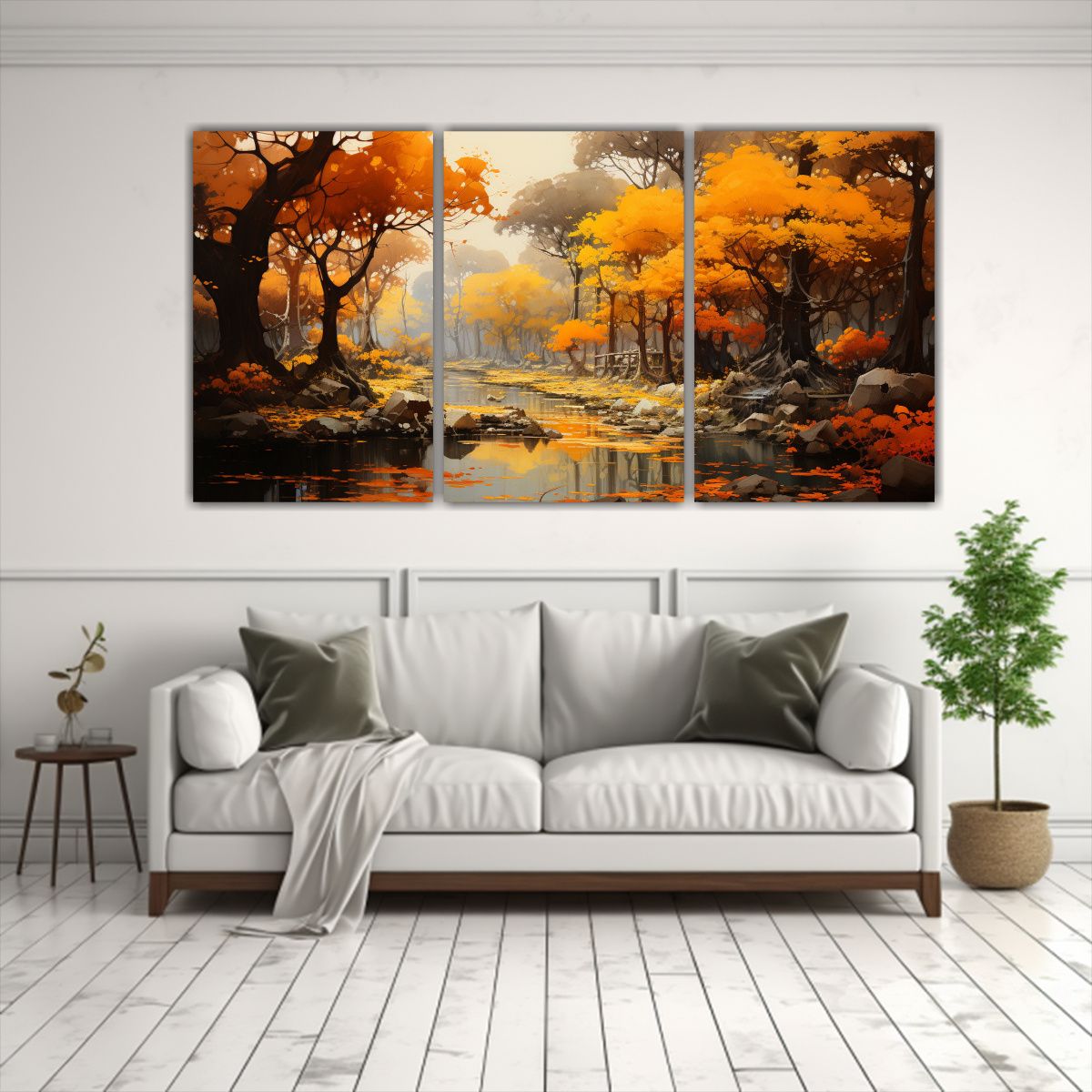 GENERICO - Pintura Abstracta Moderna De Colores Amarillo Y Naranja Para 240x120cm