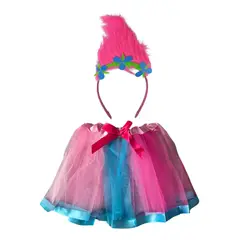 GENERICO - Disfraz Trolls Poppy Amapola Para Niña Tutu + Cintillo