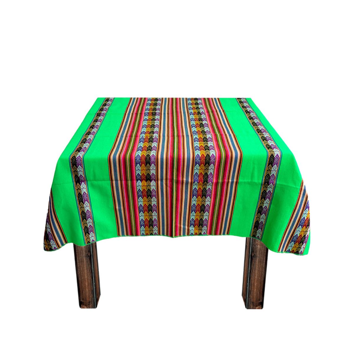 GENERICO - Manta Mantel Con Lineas Aguayo  Andino 1.20 X 1.10 Cm Verde Neon