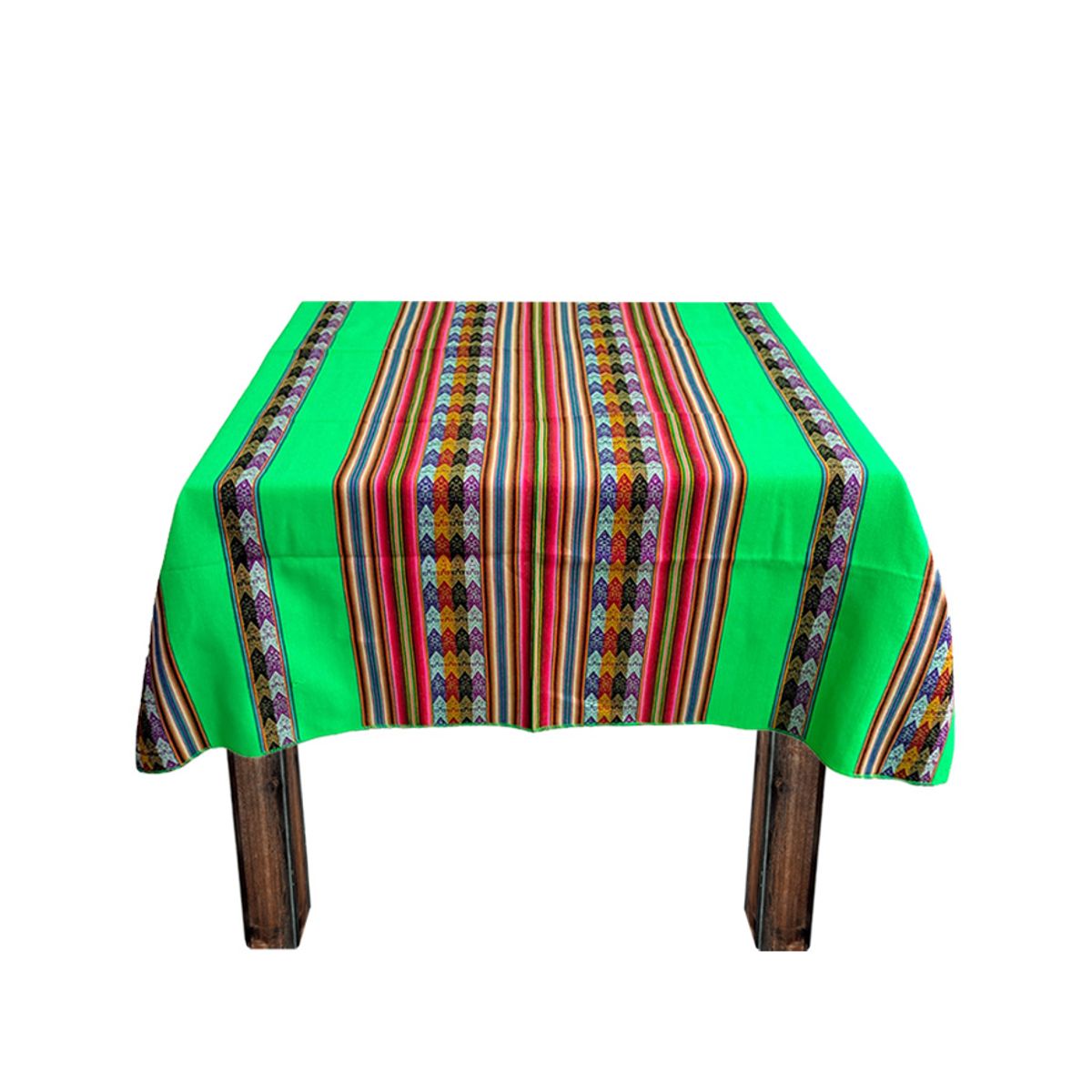 GENERICO - Manta Mantel Con Lineas Aguayo  Andino 1.20 X 1.10 Cm Verde Neon