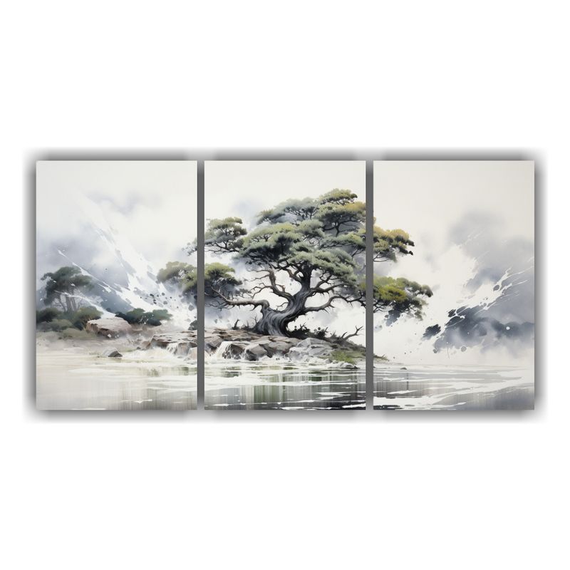 GENERICO - Pintura Abstracta Juvenil Sobre Lienzo Con árbol De Ciprés 240x120cm