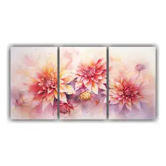 GENERICO - Set 3 Telas Abstractas Intensas Con Flores De Dahlias En Col 240x120cm