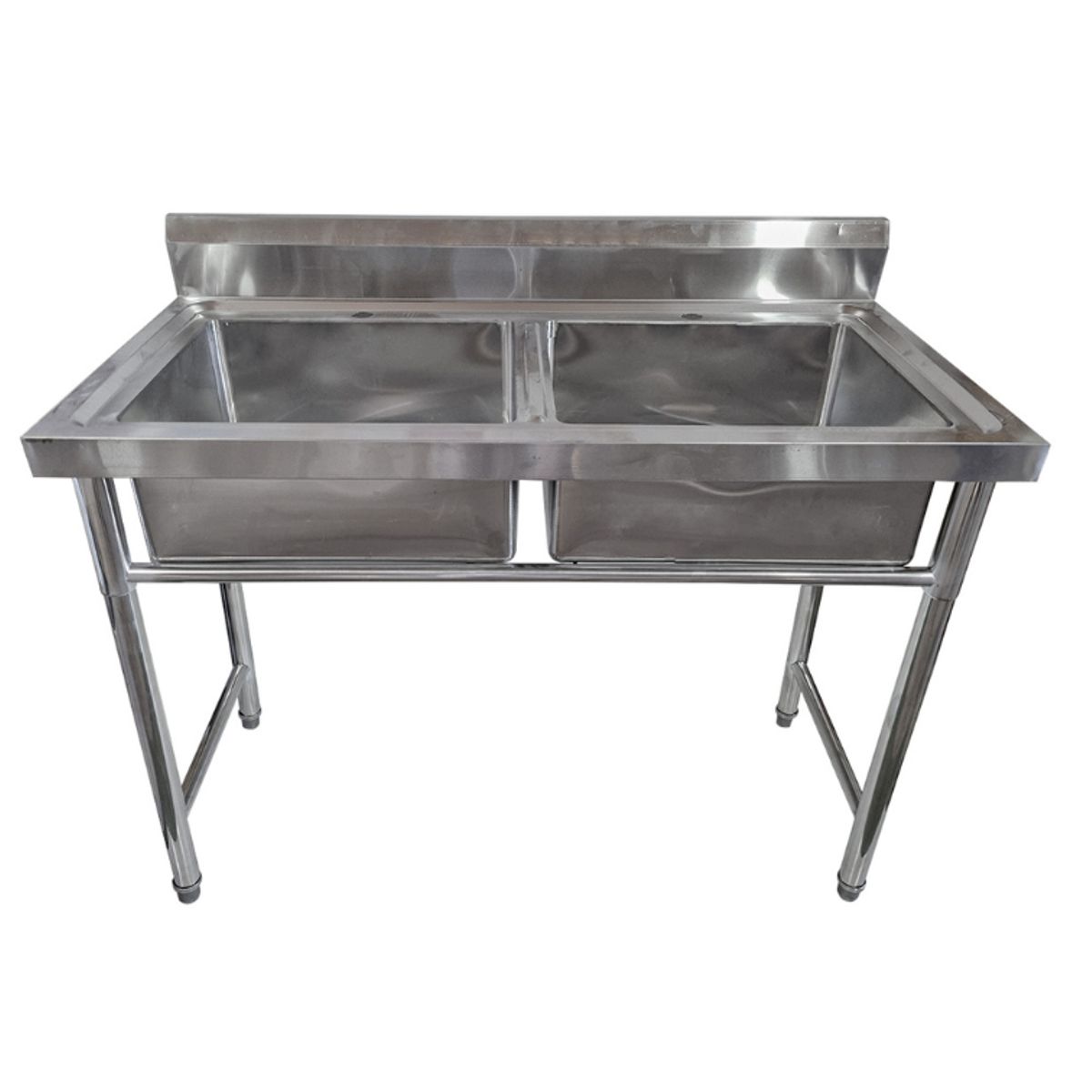 MODERN SPACE - Lavafondo industrial 120x60 cm Doble Pozo Acero Inoxidable