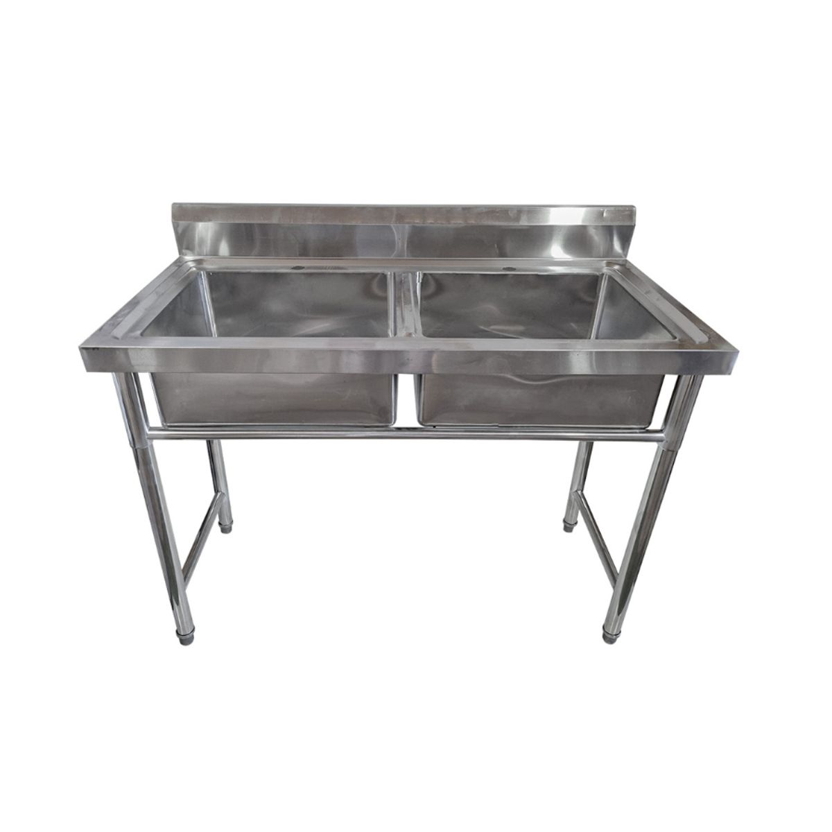 MODERN SPACE - Lavafondo industrial 120x60 cm Doble Pozo Acero Inoxidable