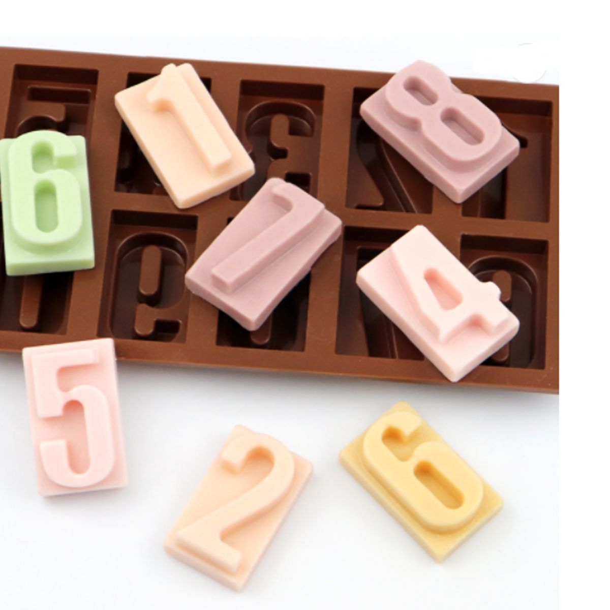 GENERICO - 2 Moldes De Silicona De Números Del 0 Al 9