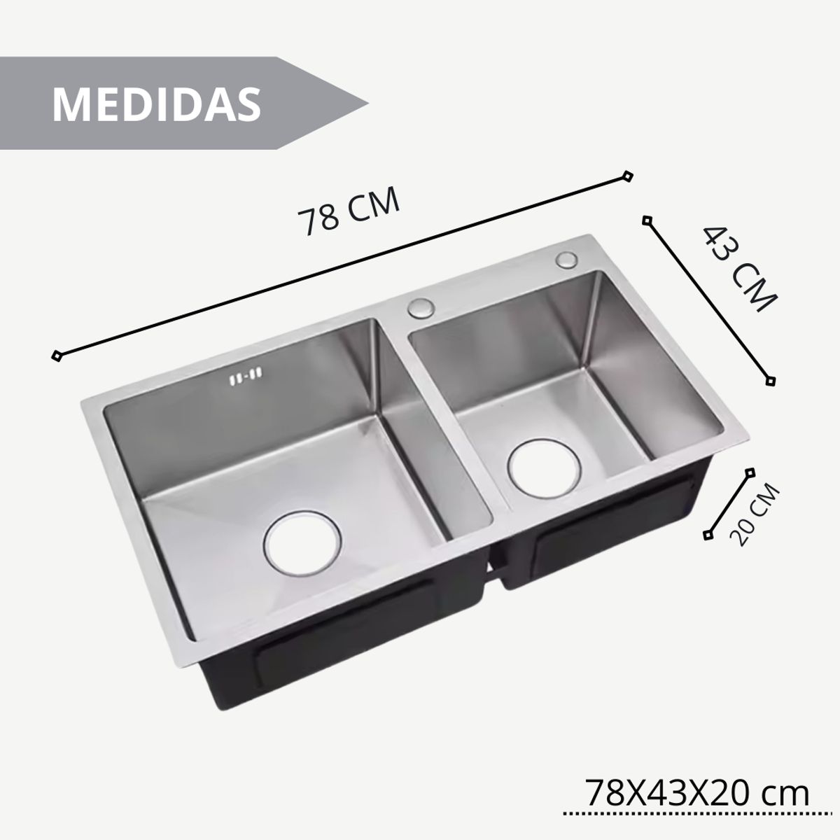 MODERN SPACE - Lavaplatos Para Embutir O Empotrar Sobre Cubierta 78x43cm Plateado