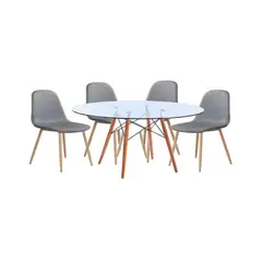 GENERICO - Comedor Paris Redondo Para 4 Personas 80CM Gris