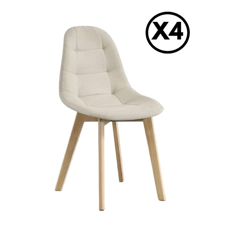 GENERICO - Pack 4 Sillas Capitone Terciopelo Beige