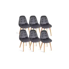 GENERICO - Pack 6 Sillas Capitone Terciopelo Gris